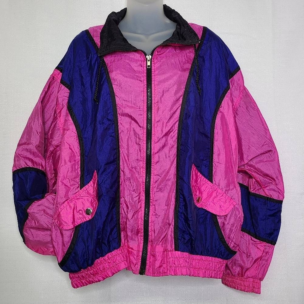 Vintage Athletic Works Retro Colorblock Full Zip Windbreaker Jacket‎ Size Large